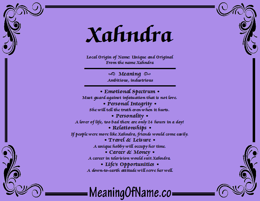 Meaning of Name Xahndra