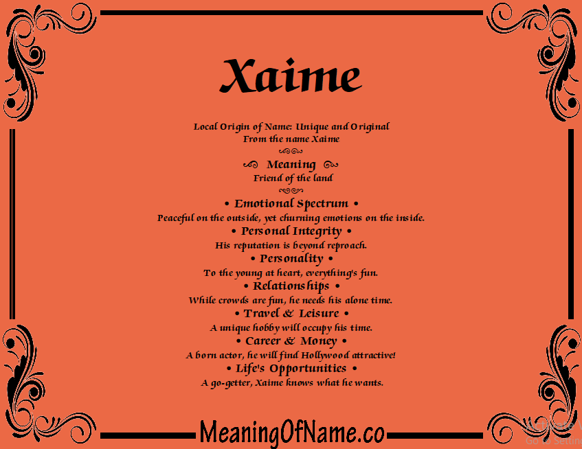 Meaning of Name Xaime