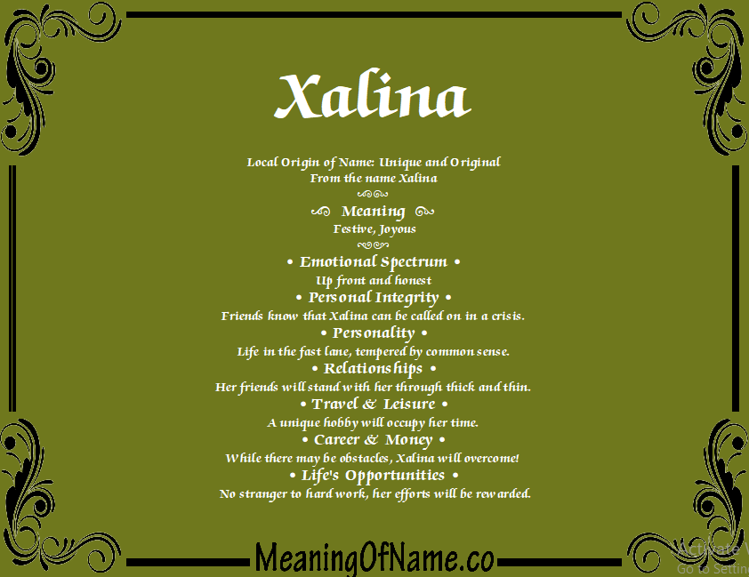 Meaning of Name Xalina