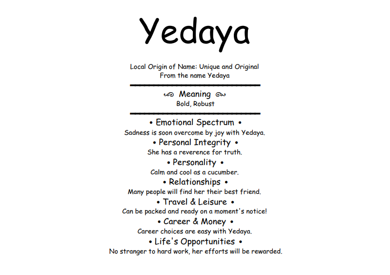 Meaning of Name Yedaya