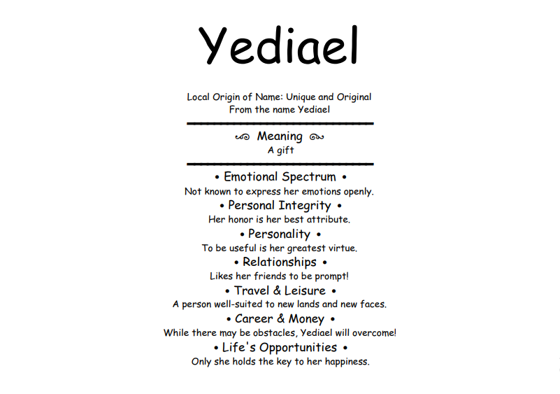 Meaning of Name Yediael