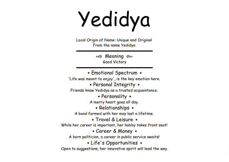 Meaning of Name Yedidya