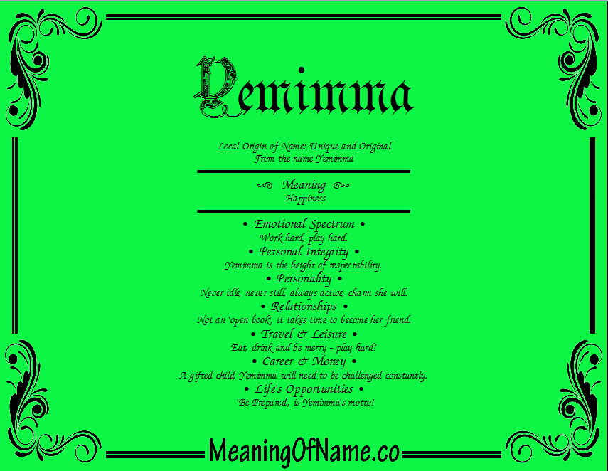 Meaning of Name Yemimma