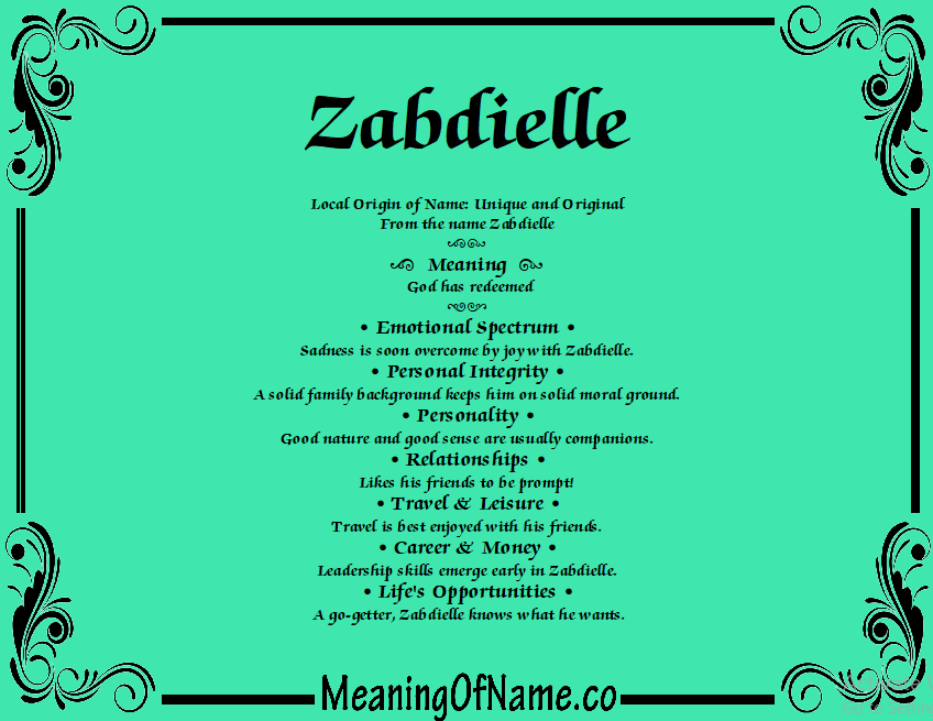 Meaning of Name Zabdielle