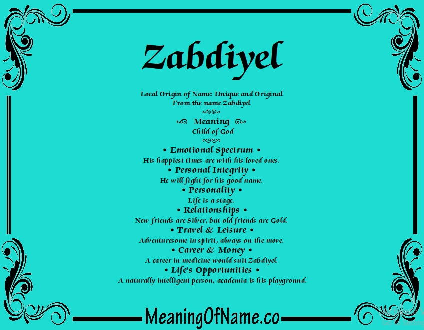 Meaning of Name Zabdiyel