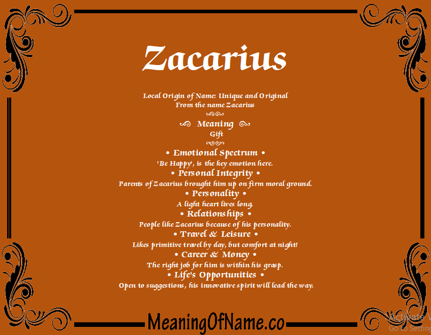 Meaning of Name Zacarius