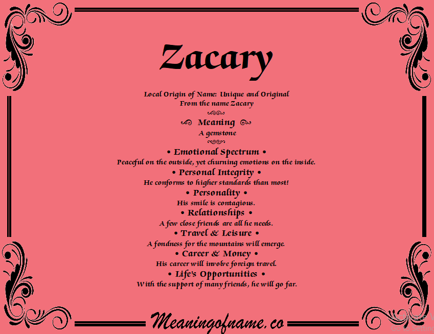 Meaning of Name Zacary
