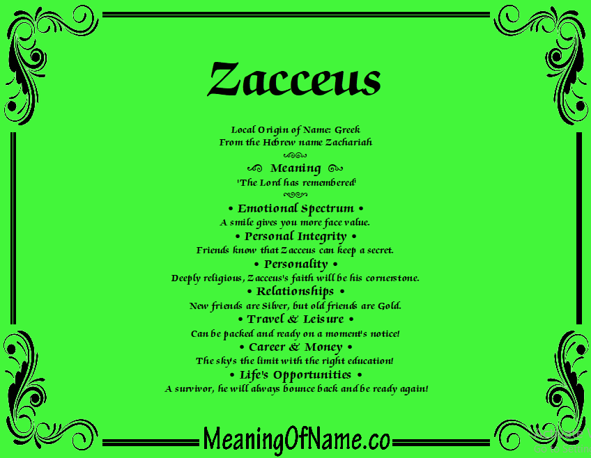 Meaning of Name Zacceus