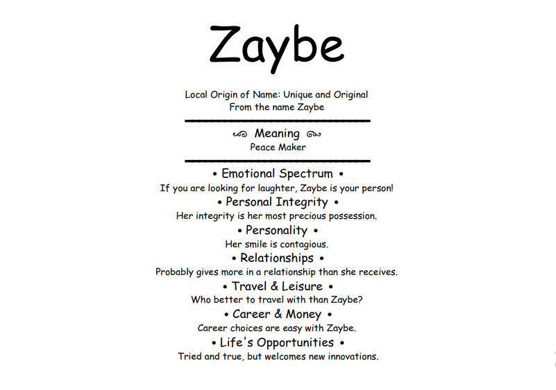 Meaning of Name Zaybe