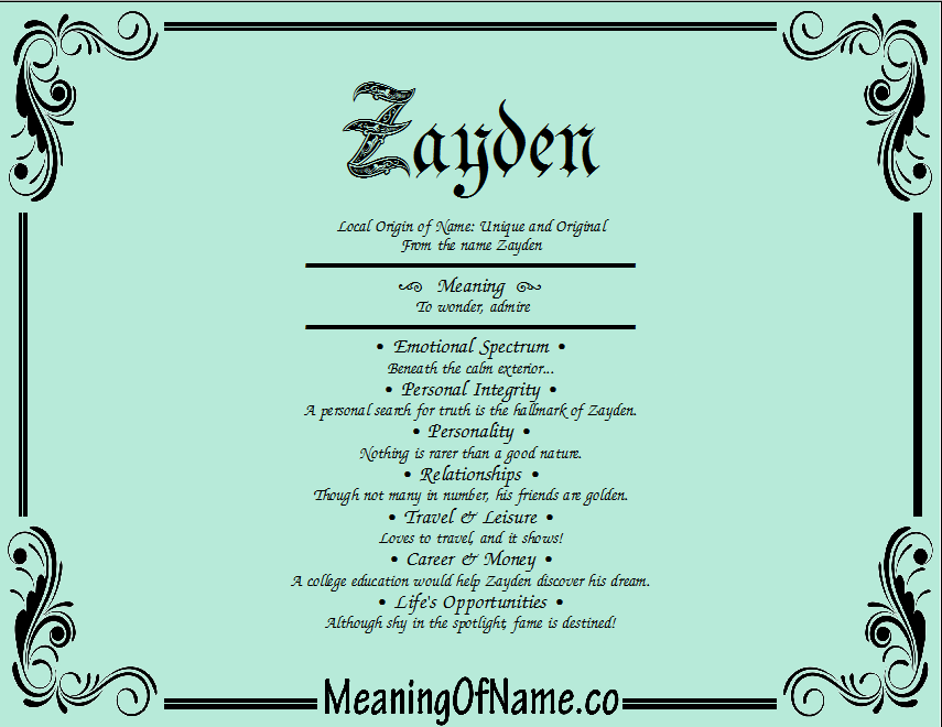 Meaning of Name Zayden