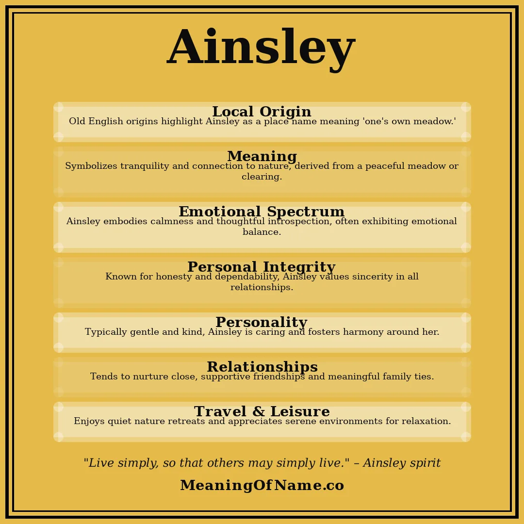 Ainsley name meaning poster