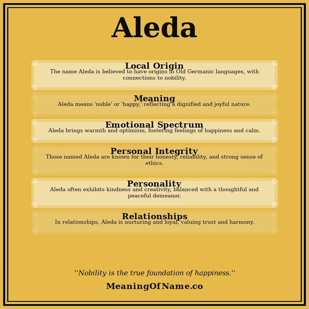 Aleda name meaning poster