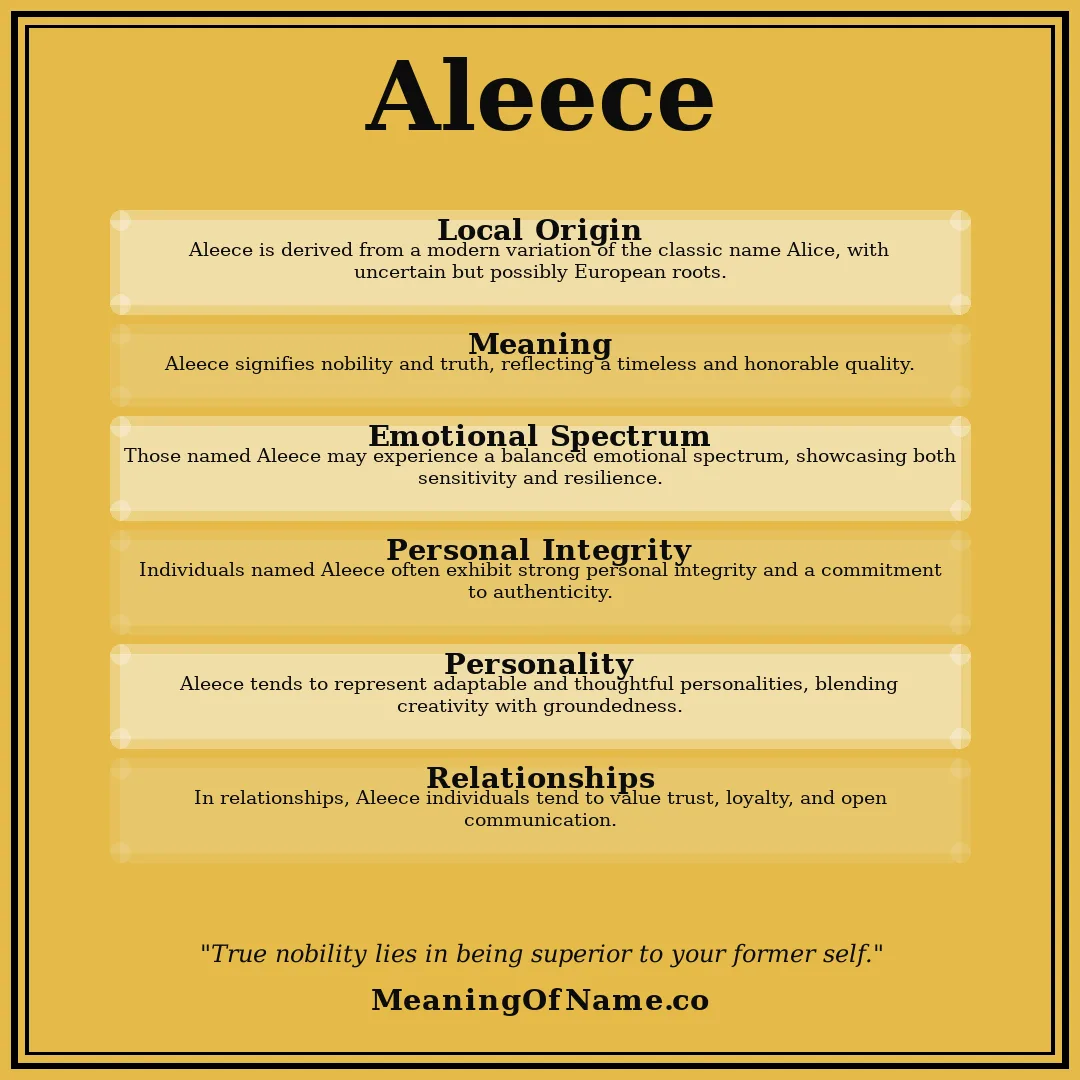 Aleece name meaning poster