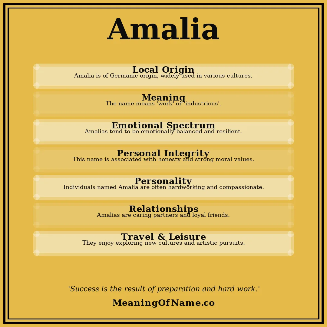 Amalia name meaning poster