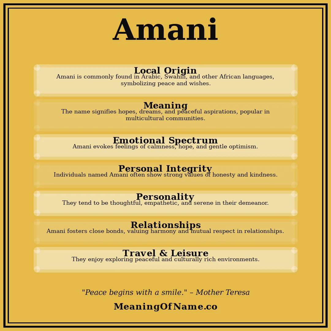 Amani name meaning poster
