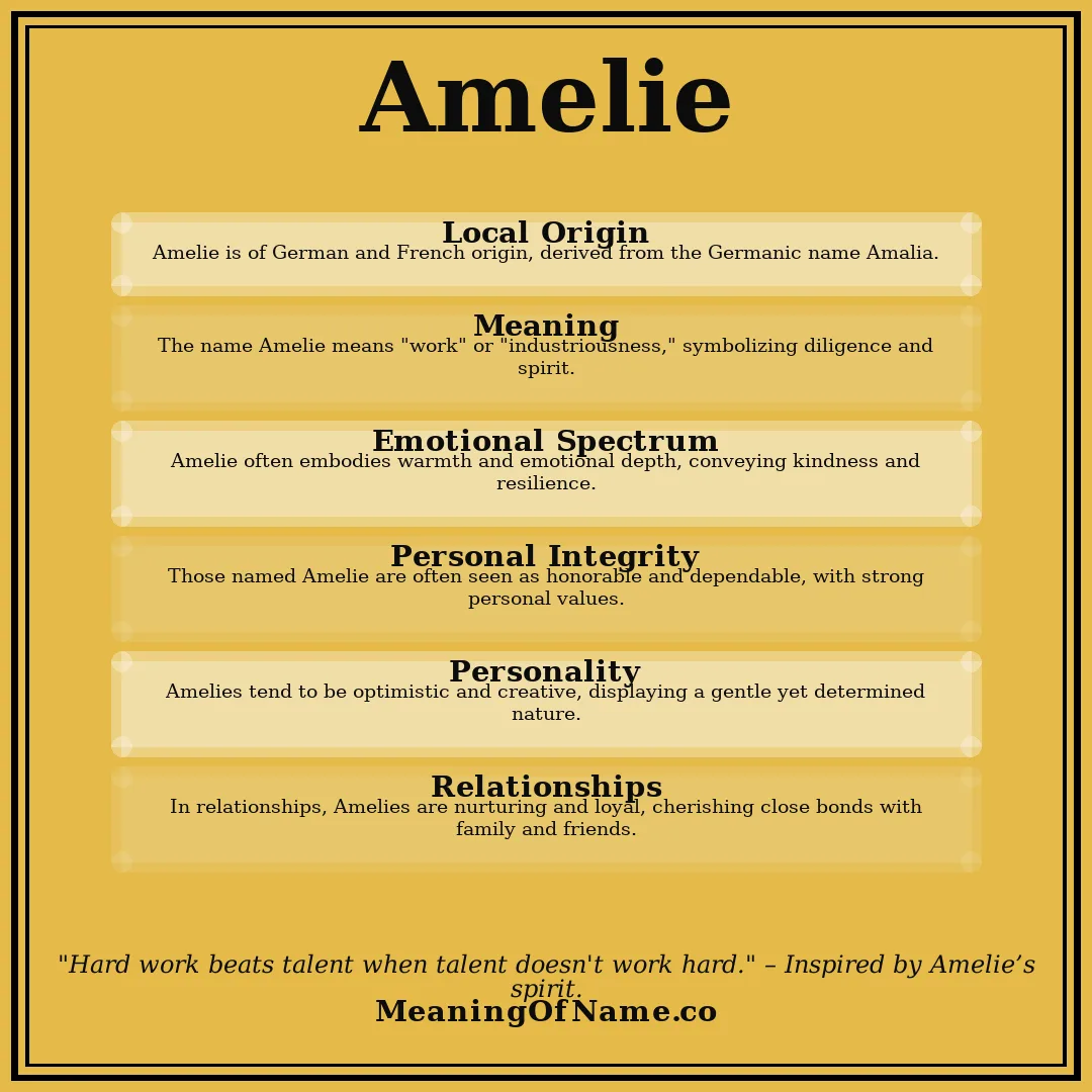 Amelie name meaning poster