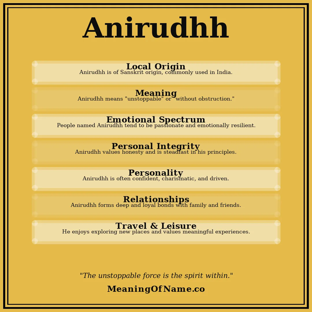 Anirudhh name meaning poster
