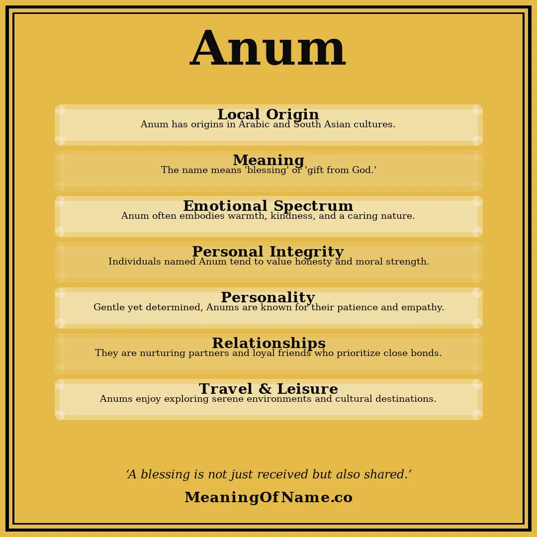 Anum name meaning poster