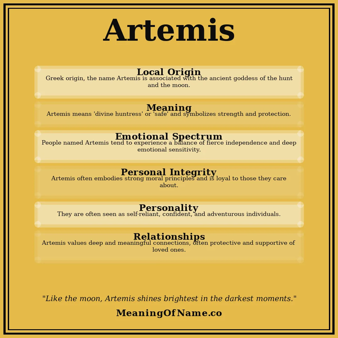 Artemis name meaning poster