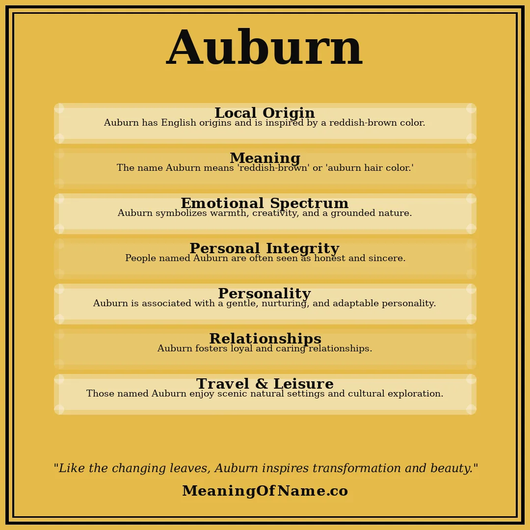 Auburn name meaning poster