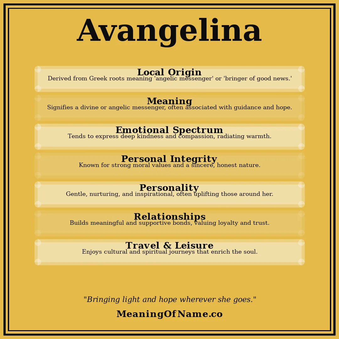 Avangelina name meaning poster