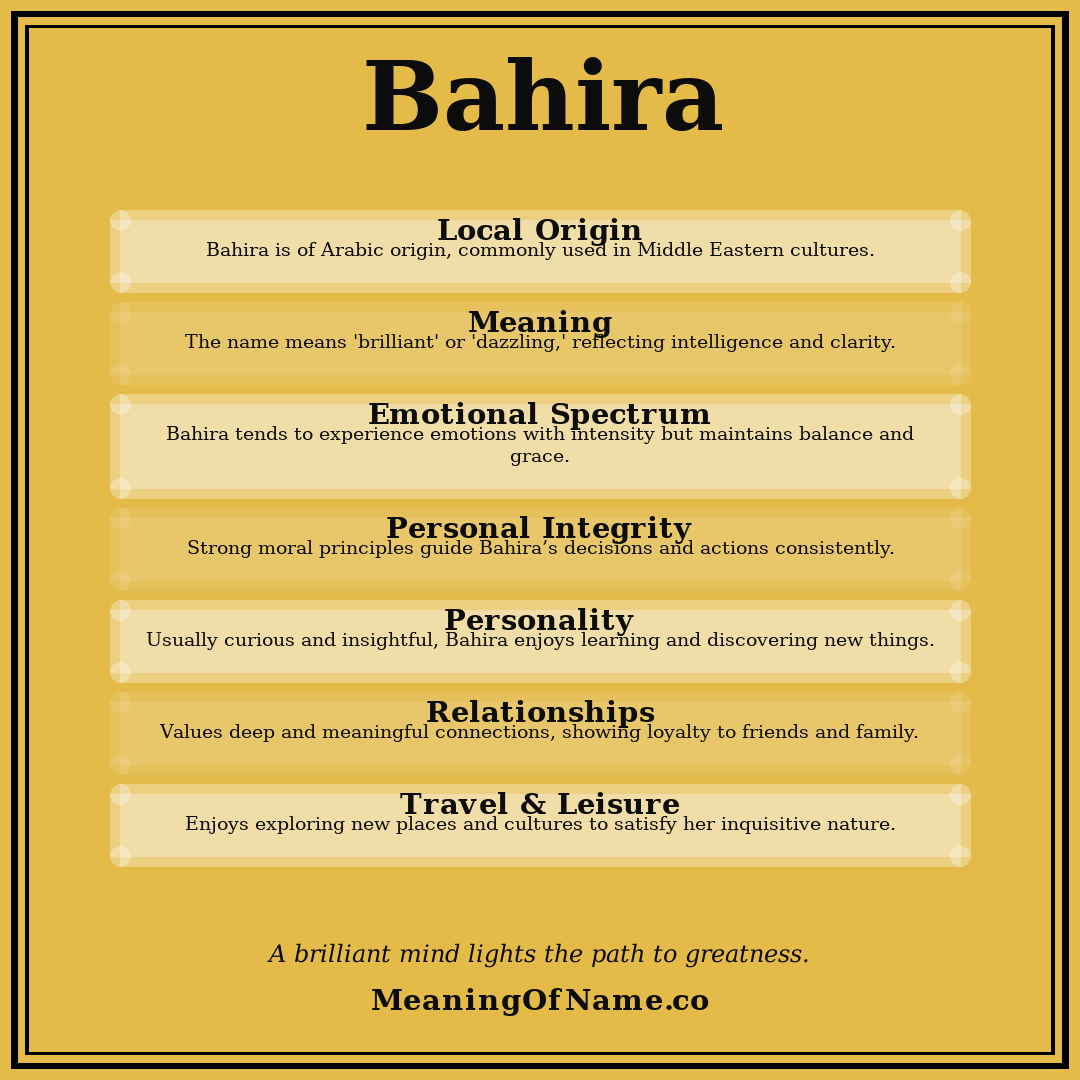 Bahira name meaning poster