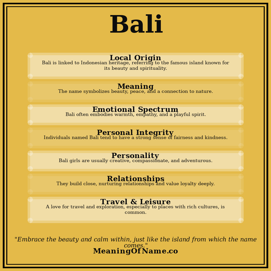Bali name meaning poster