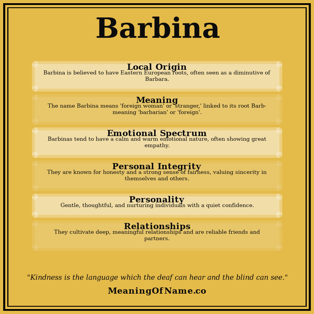 Barbina name meaning poster