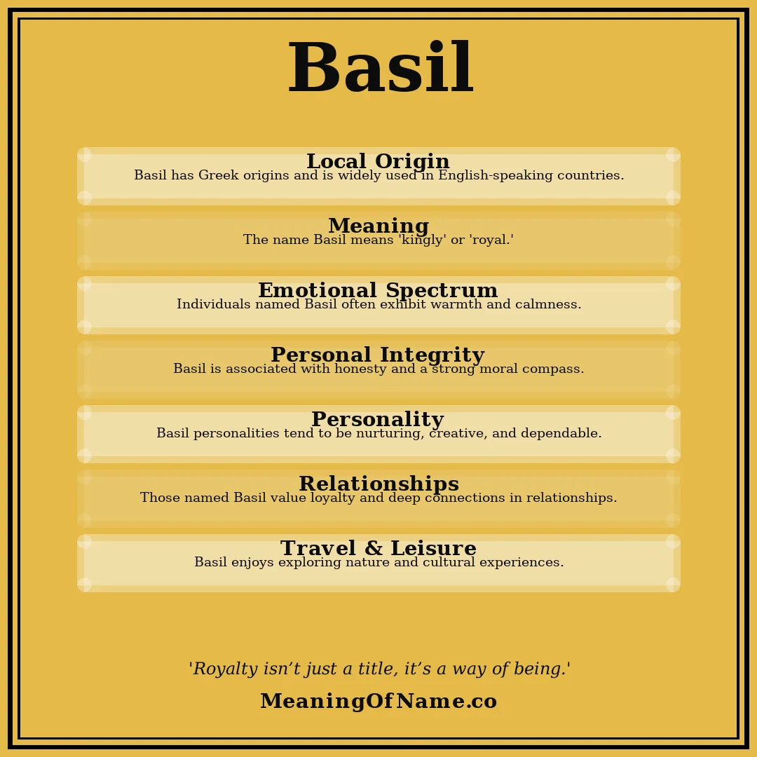 Basil name meaning poster
