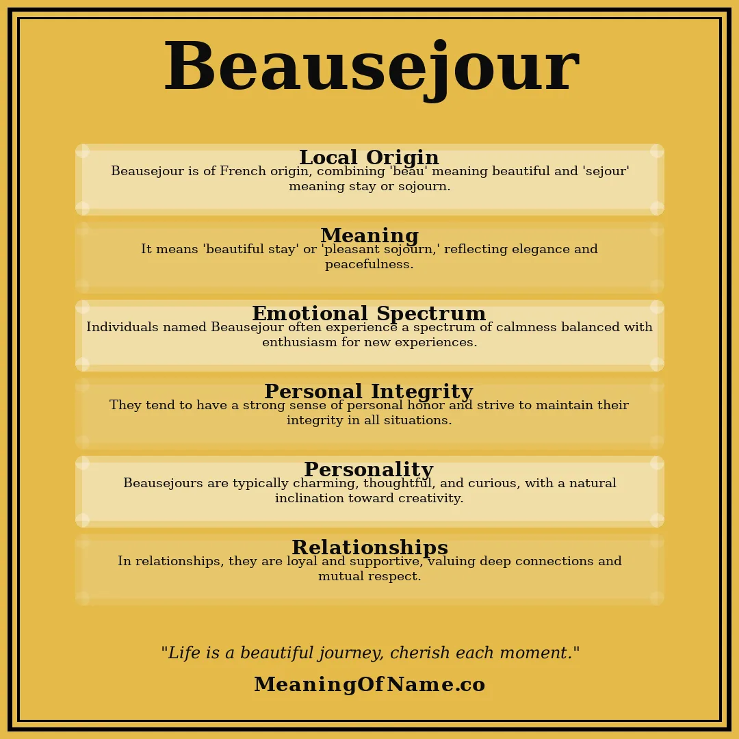 Beausejour name meaning poster