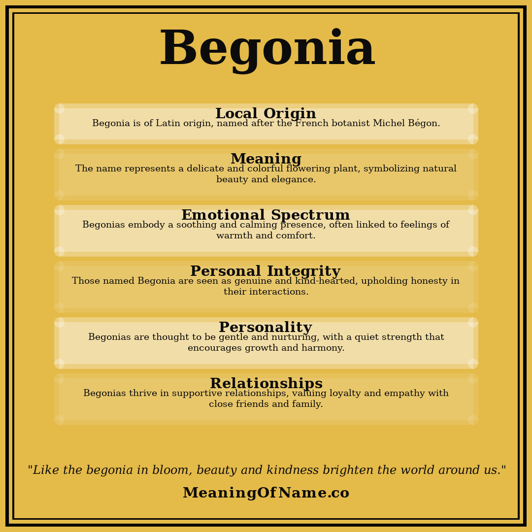 Begonia name meaning poster