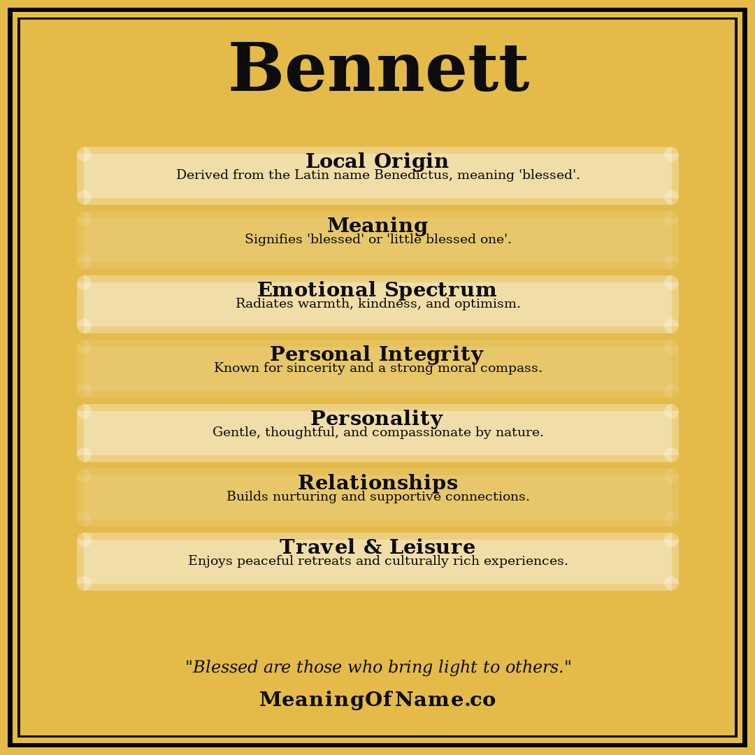 Bennett name meaning poster