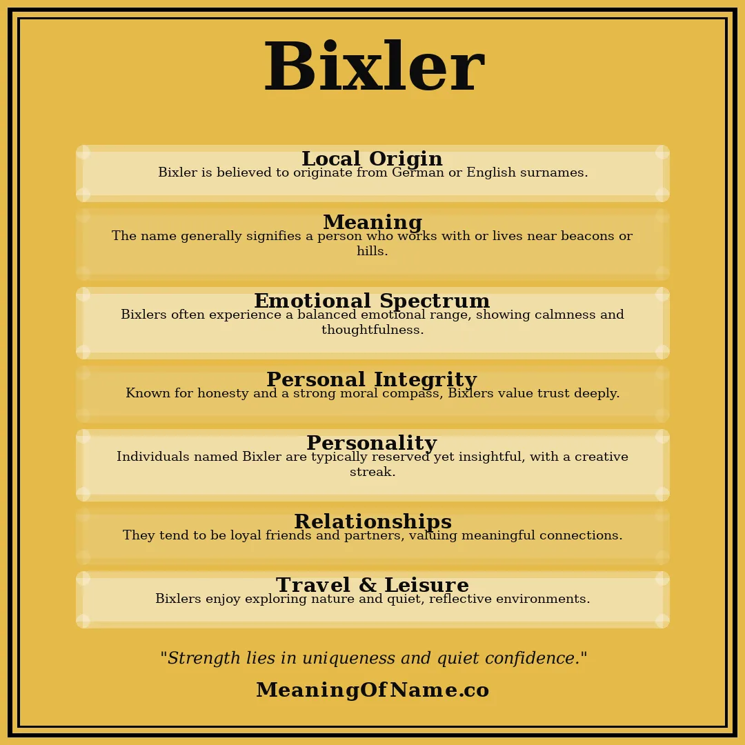 Bixler name meaning poster