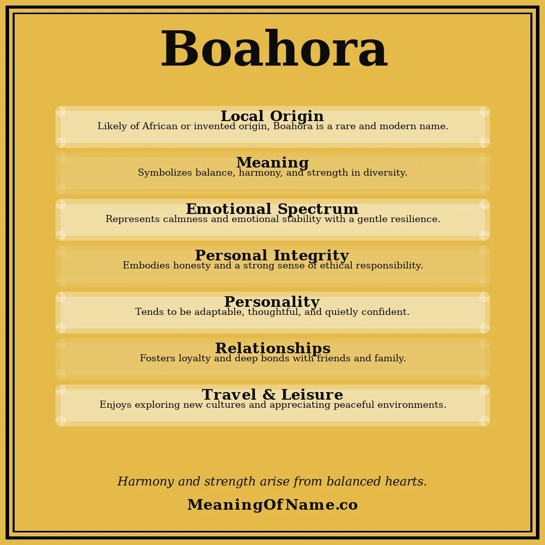 Boahora name meaning poster