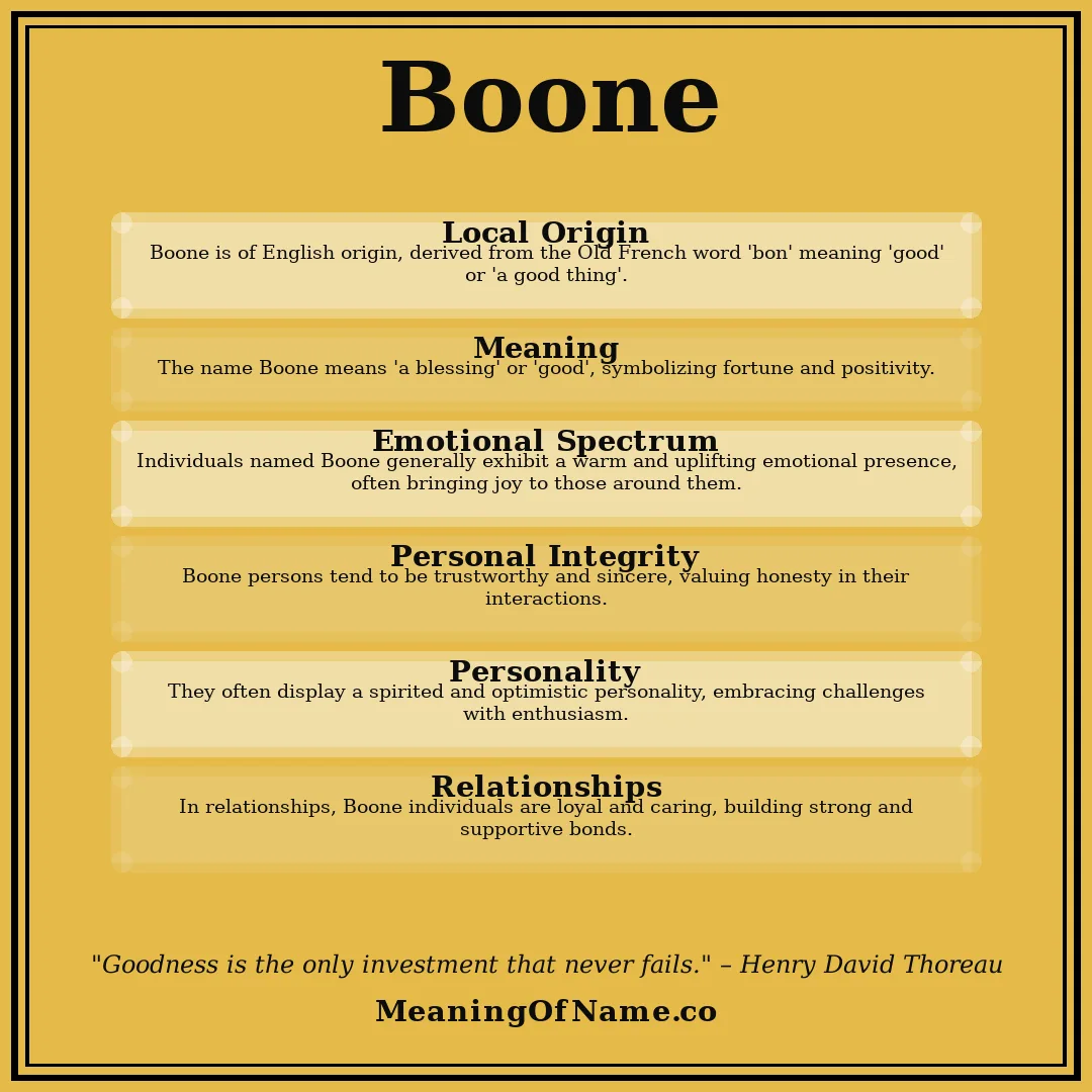 Boone name meaning poster