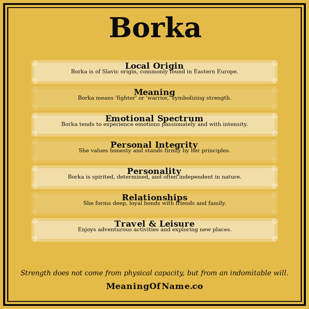 Borka name meaning poster