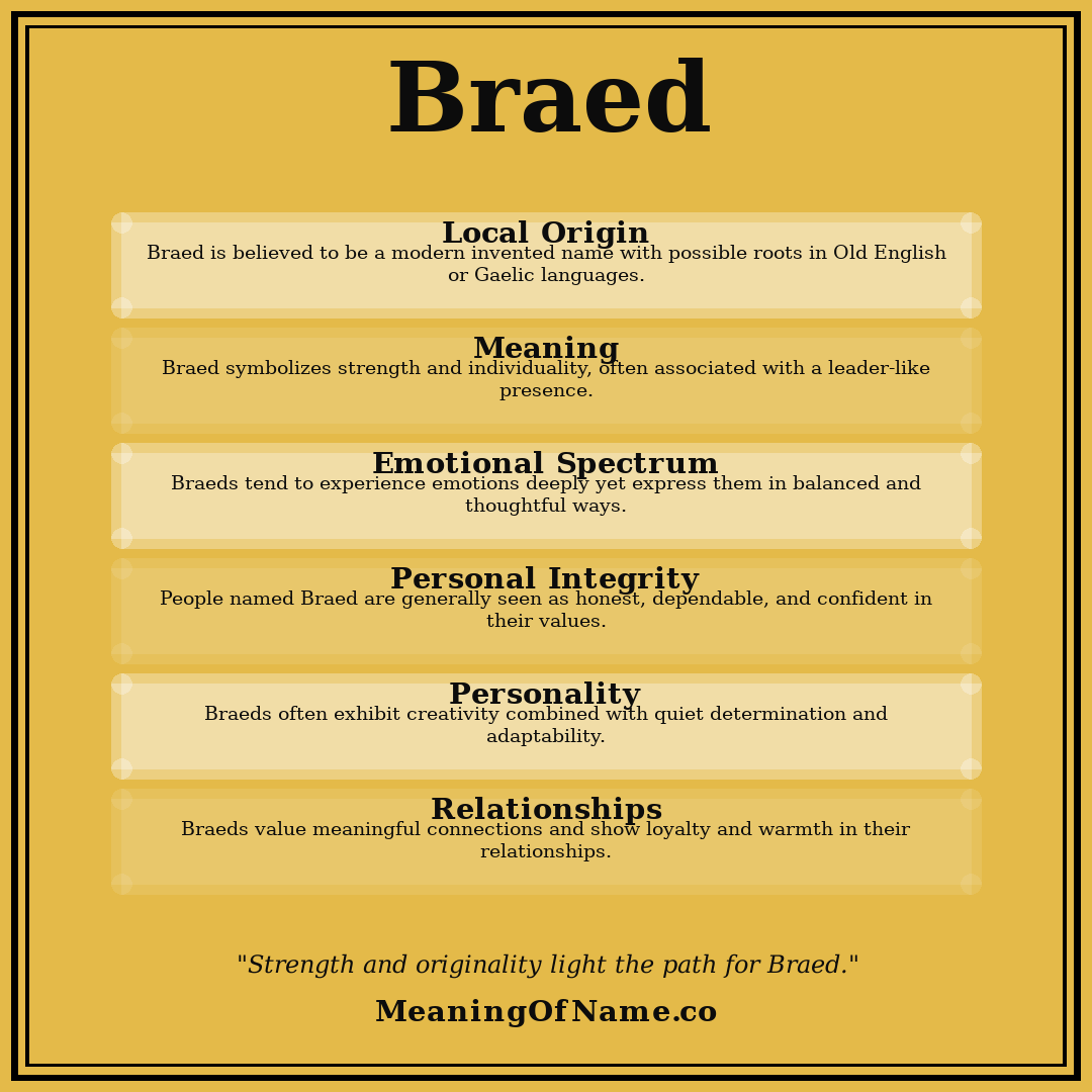 Braed name meaning poster
