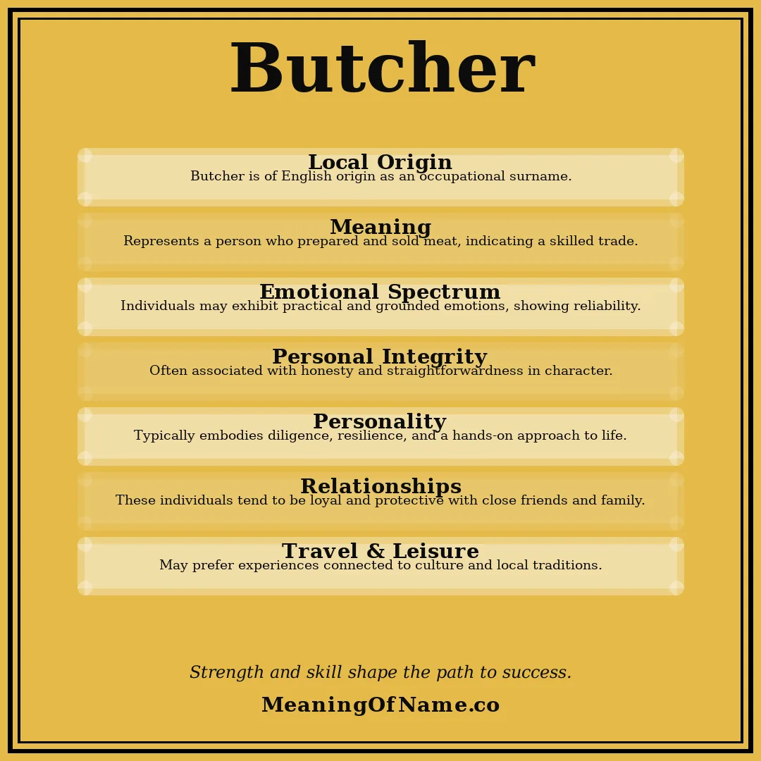Butcher name meaning poster