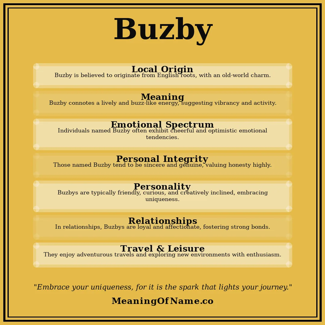 Buzby name meaning poster