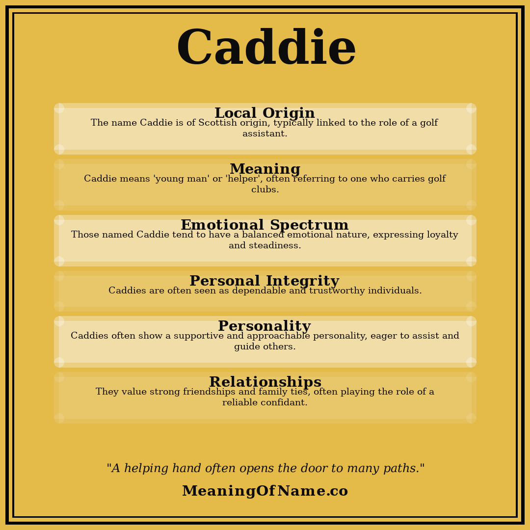Caddie name meaning poster