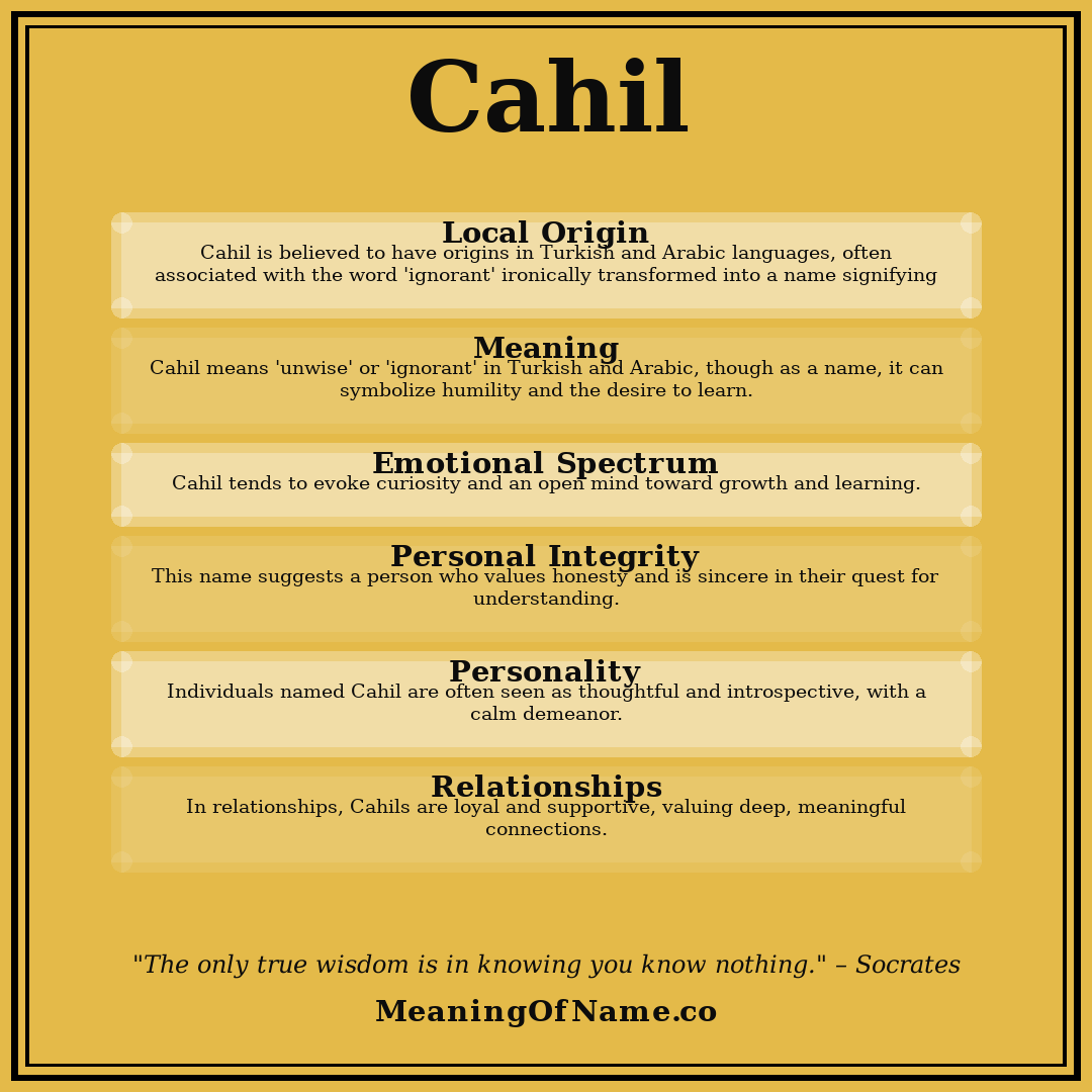 Cahil name meaning poster