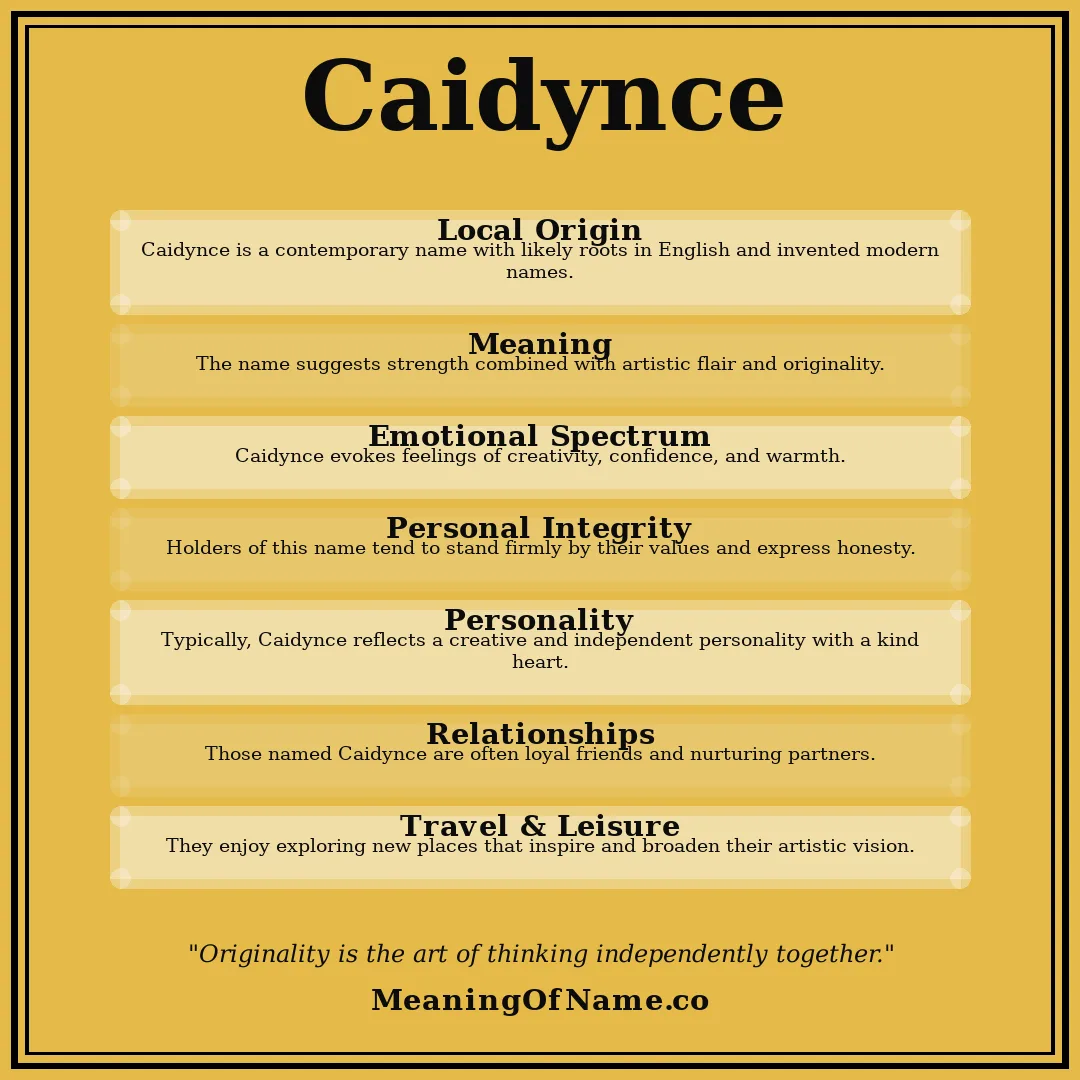 Caidynce name meaning poster