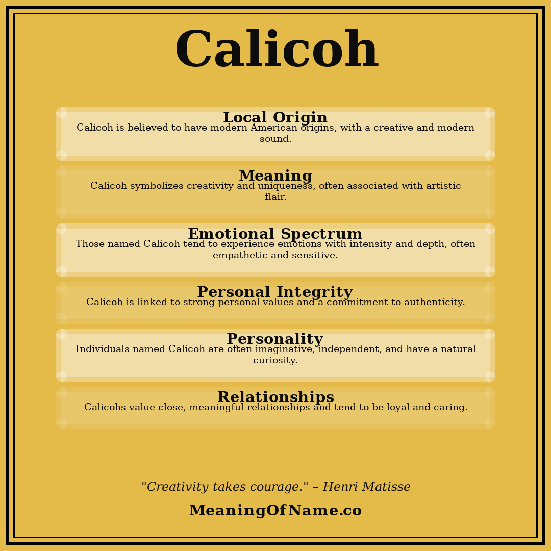Calicoh name meaning poster