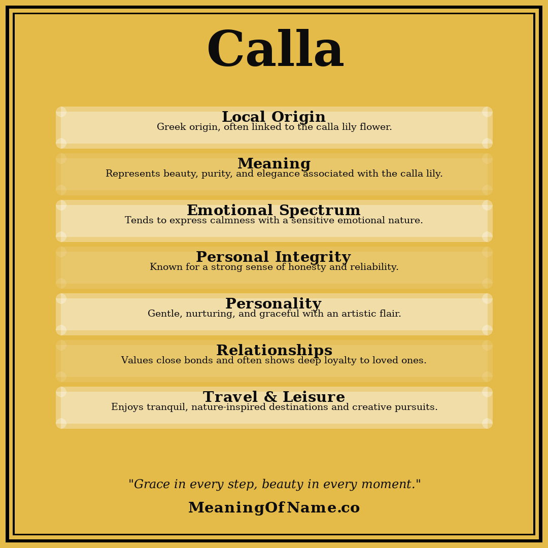 Calla name meaning poster