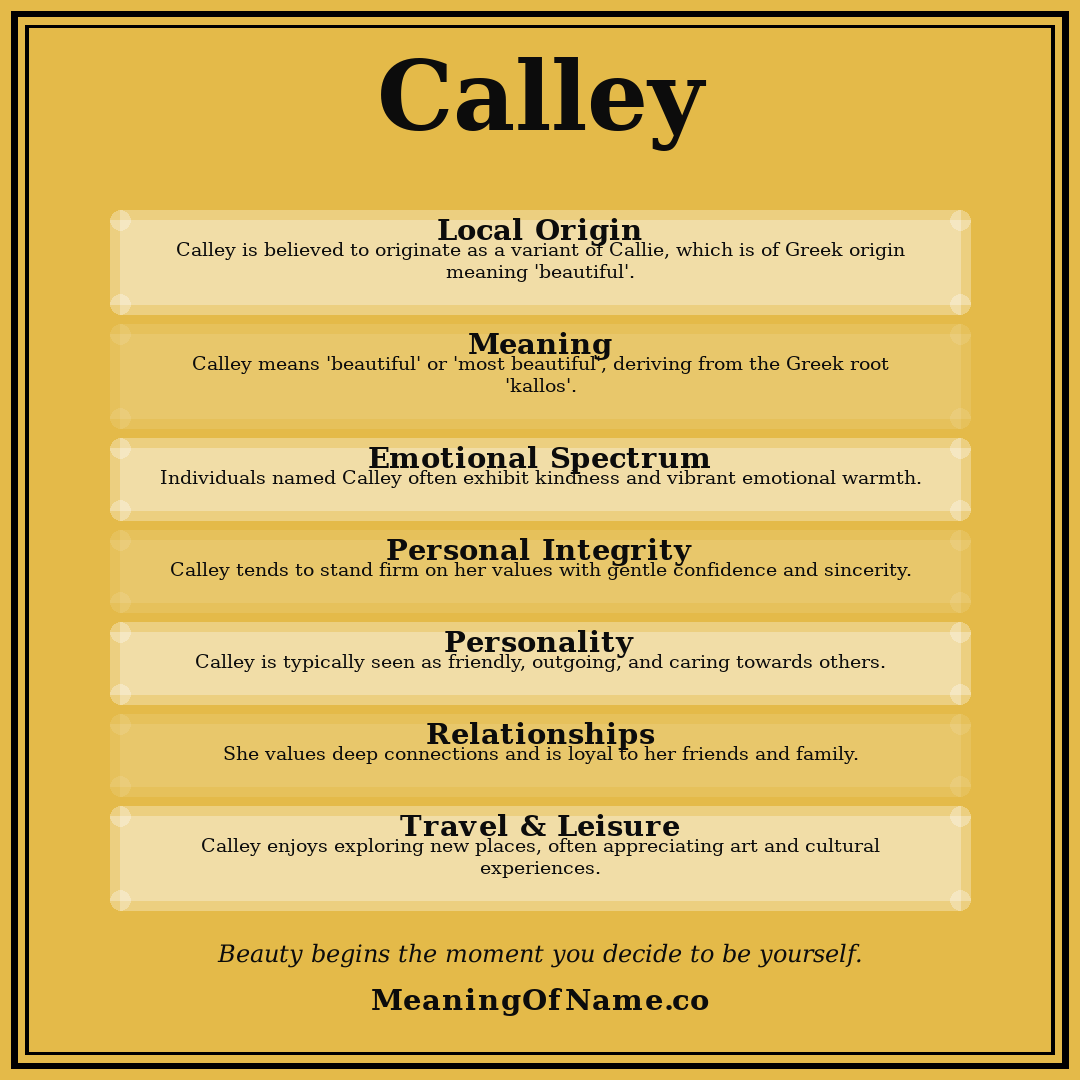 Calley name meaning poster