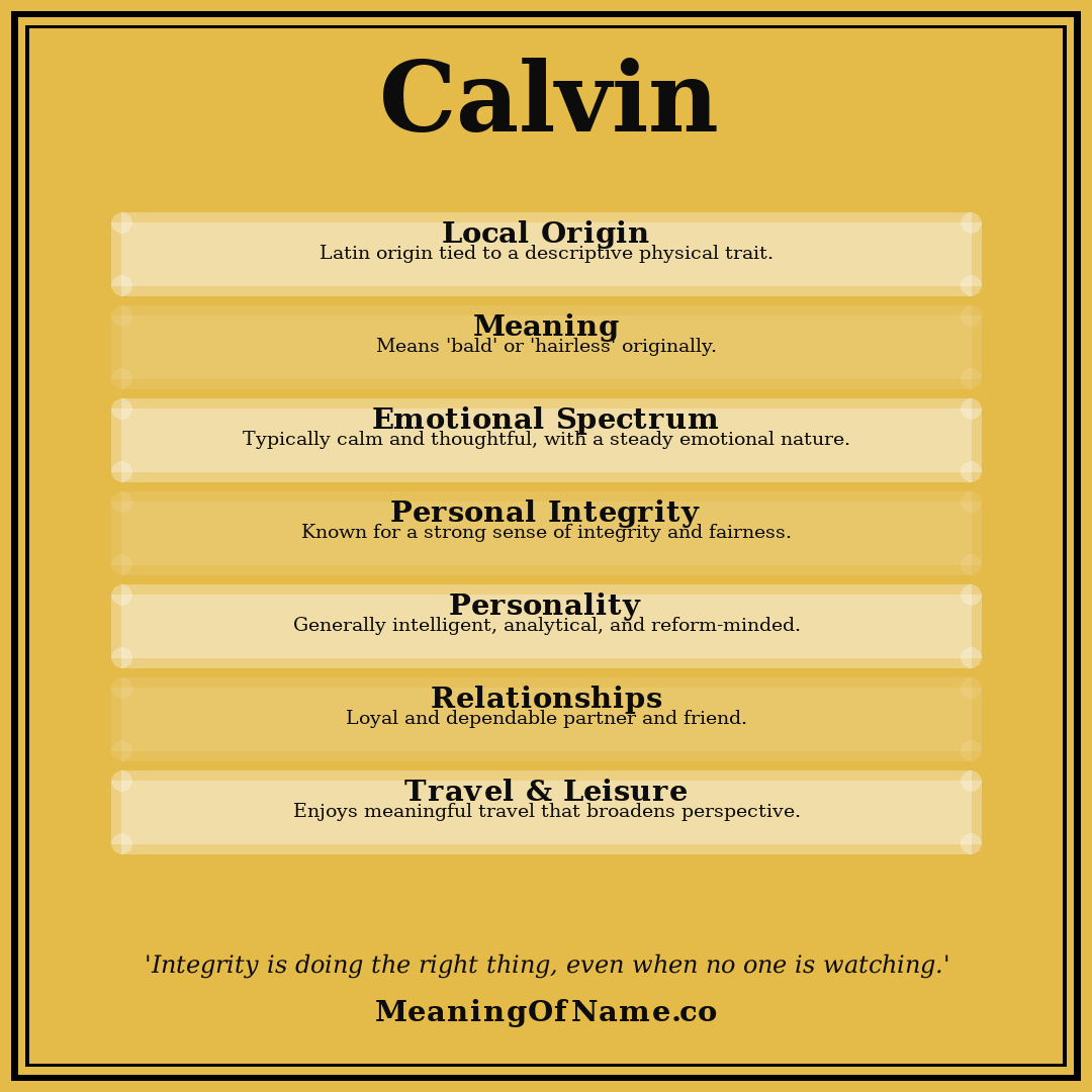 Calvin name meaning poster