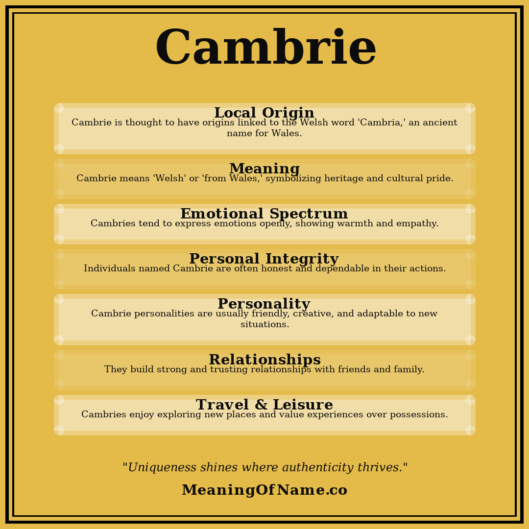 Cambrie name meaning poster