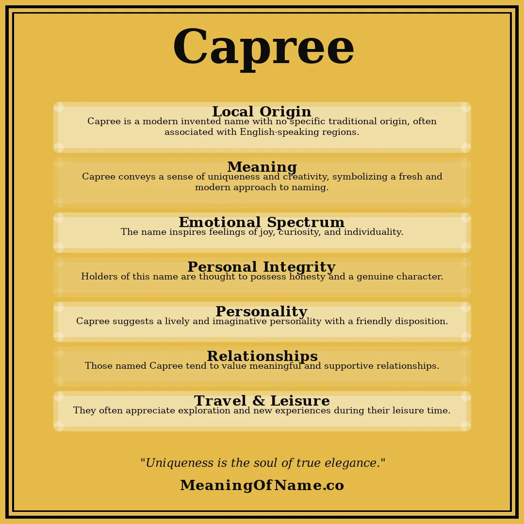 Capree name meaning poster