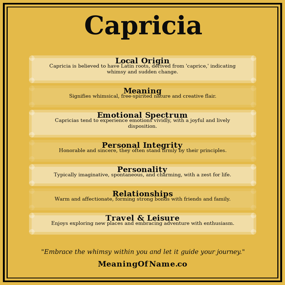 Capricia name meaning poster