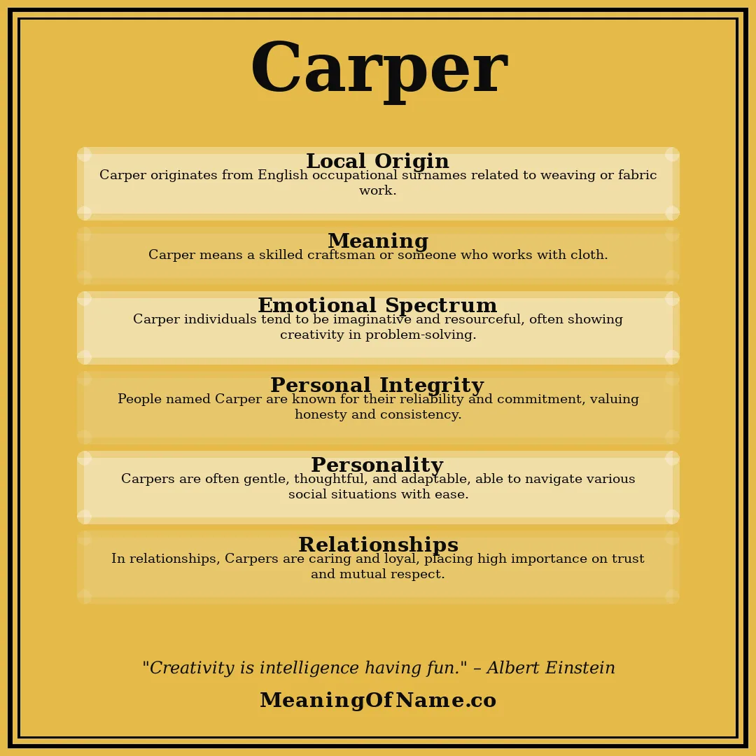 Carper name meaning poster